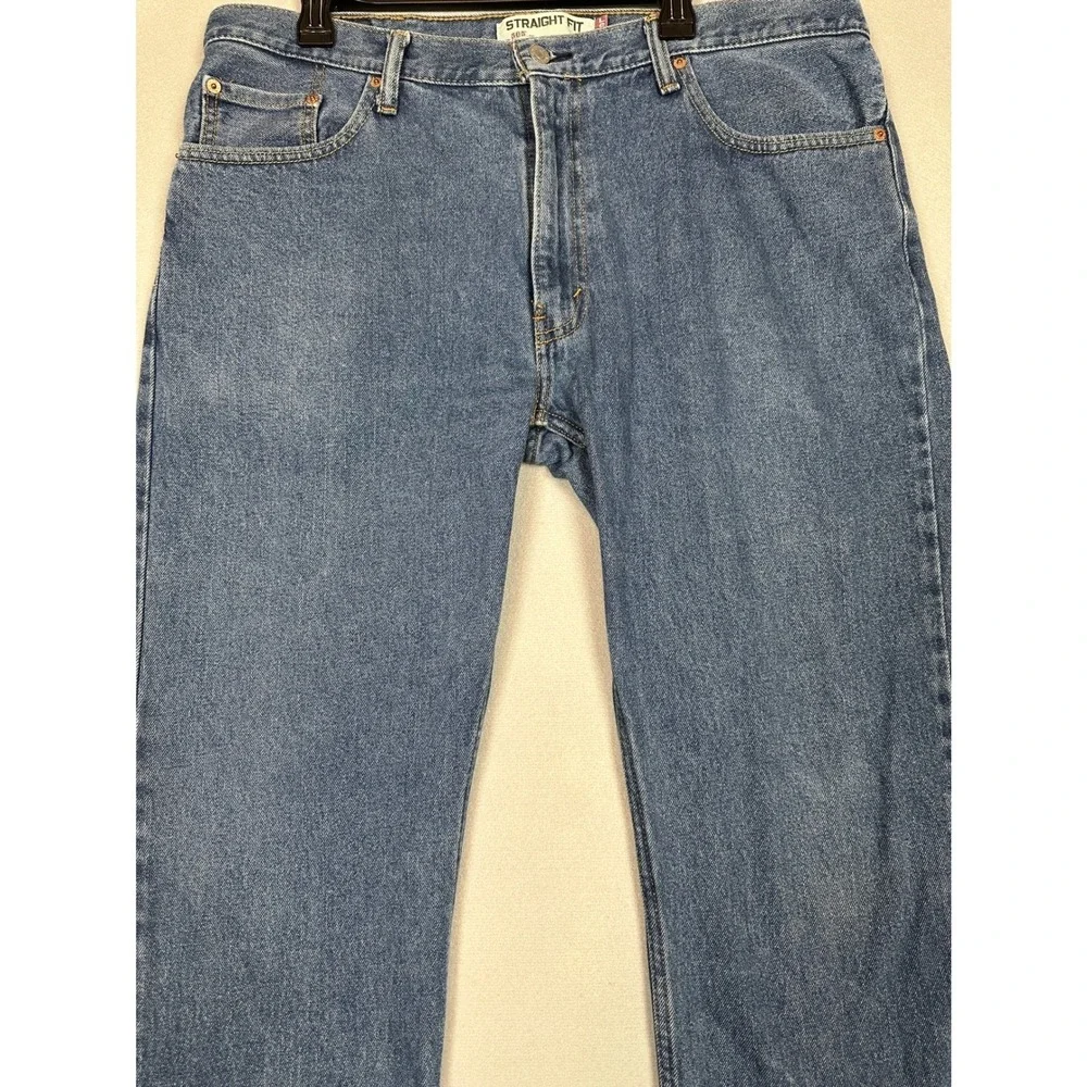 Levis 505 Jeans Mens 38X32 Blue Straight Fit 5 Pocket Red Tab Casual Denim Pants